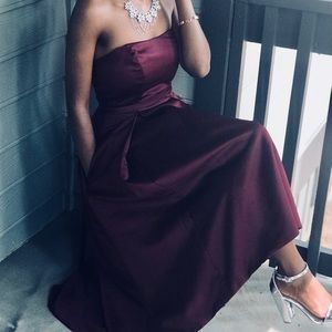 DAVID’S BRIDALS- Wine Colored High-Low Dress.